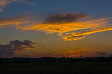 Dramatic sunset sky, colorful cloudy sky, landscape  sky