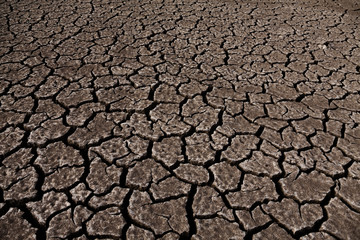 Gaunt landscape with dry cracked ground texture