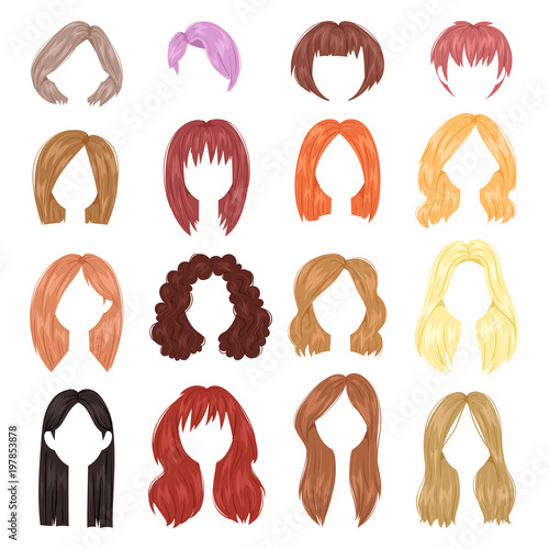 Hairstyle woman vector female haircut on short or long hair