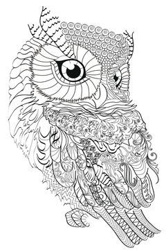 Color Therapy: An Anti-Stress Coloring Book. Owl. 
