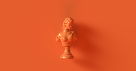 Orange Bust Sculpture 3d illustration	