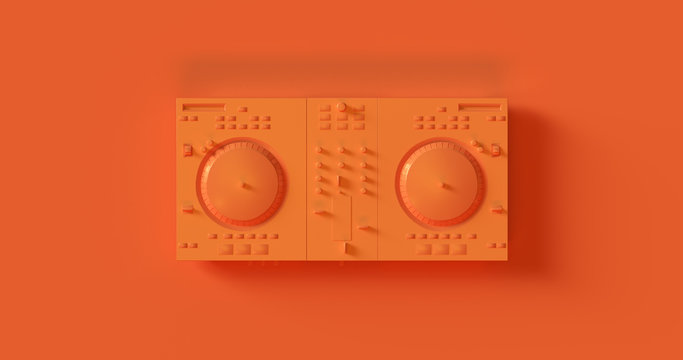 Orange DJ Decks 3d Illustration	