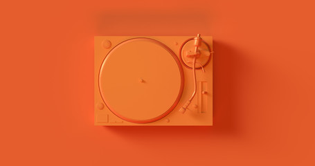 Orange Yellow Record Player Turntable 3d illustration	