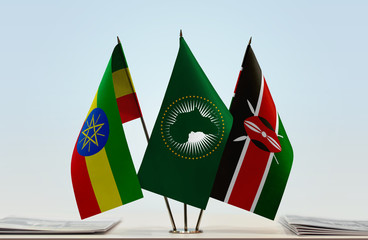 Flags of Ethiopia African Union and Kenya