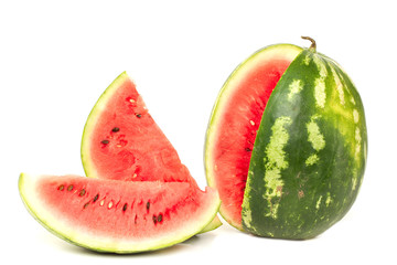 Sliced ripe watermelon on white background. Closeup of watermelon