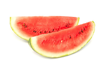Sliced ripe watermelon on white background. Closeup of watermelon