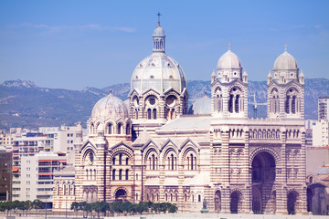 Fototapeta na wymiar Cathedral of Saint Mary Major in Marseille, France