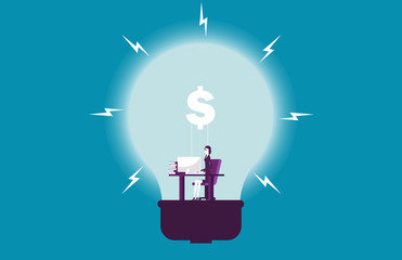 Businesswoman working and marketing. Vector illustration occupation business concept.