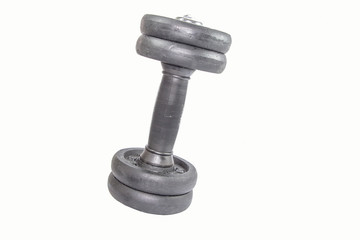 Black Chrome Weights Dumbbell isolated On White Background