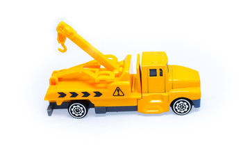 Fototapeta na wymiar towing truck toy on a white background