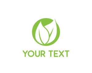 green leaves round design illustration,simple design style, designed for brand identity