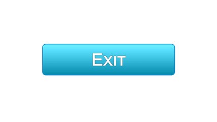 Exit web interface button blue color, application log-out, internet design