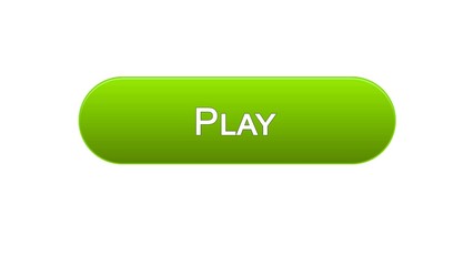 Play web interface button green color, online game application, video program