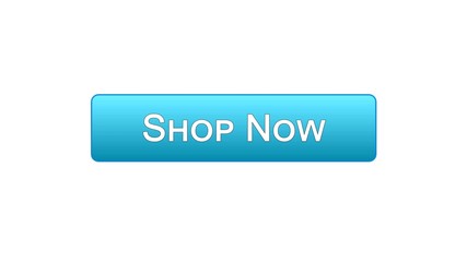 Shop now web interface button blue color, online shopping service, advertisement