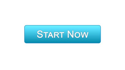 Start now web interface button blue color, business development, innovation