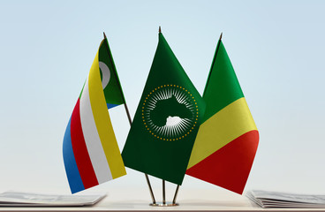 Flags of Comoros African Union and Republic of the Congo