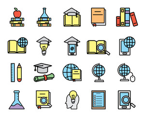 education icon design illustration,cartoon design style, designed for print and web
