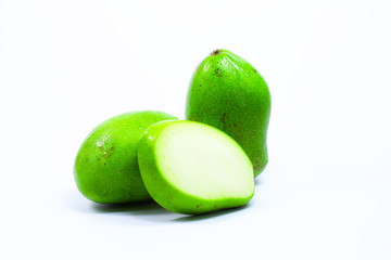 Green Mango Isolated White Background 