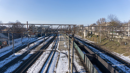 Fototapeta premium Cargo train wagons