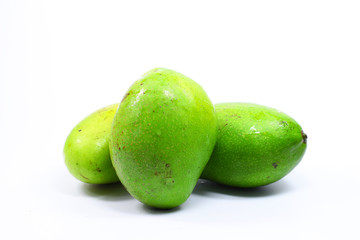 Green Mango Isolated White Background 