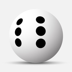 White sphere dice number 6