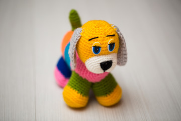 Knitted dog hand. Symbol 2018.