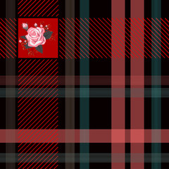 Seamless Scottish tartan plaid pattern. Abstract vector background. Classical black and red. Backgrounds textures shop.