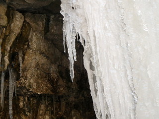 Frozen waterfall in a forest, Ice - frozen waterfall in winter - Big Fatra - Slovakia