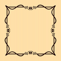 Old vintage frame with decorative ornate vintage border, retro elements. Vector illustration. Beautiful filigree ornamental template for design of frames