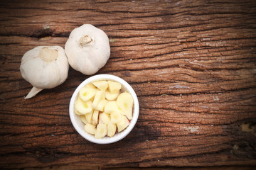 Herb ingredient of Tom Yum spicy soup Traditional Thai food cuisine on wood background