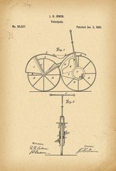 1869 Patent Velocipede Bicycle history  invention