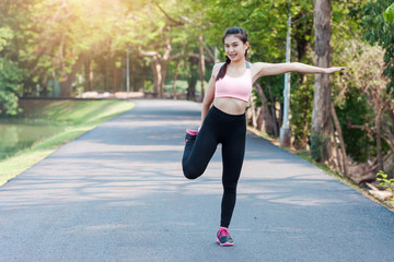 Woman exercising in the park