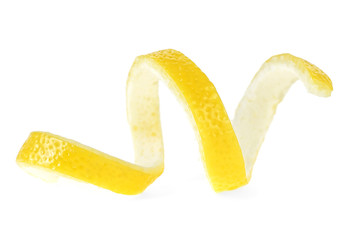 Lemon peel isolated on a white background. Healthy food. - obrazy, fototapety, plakaty