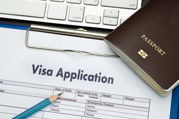 Visa application form to travel Immigration a document Money for Passport Map and travel plan