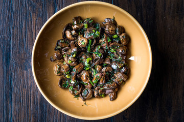 Homemade Cultivated Mushroom Salad with Dill and Green Onions