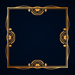 Old vintage frame with decorative ornate vintage border, retro elements. Vector illustration. Beautiful filigree ornamental template for design of frames