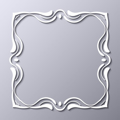 Old vintage frame with decorative ornate vintage border, retro elements. Vector illustration. Beautiful filigree ornamental template for design of frames