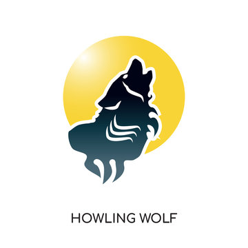 howling wolf logo isolated on white background for your web, mobile and app design