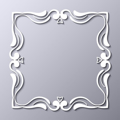 Old vintage frame with decorative ornate vintage border, retro elements. Vector illustration. Beautiful filigree ornamental template for design of frames