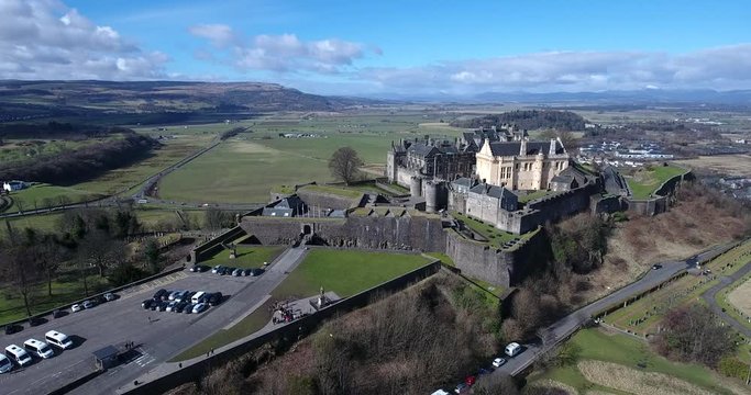 Aerial footage of Stirling Castle.  Static.