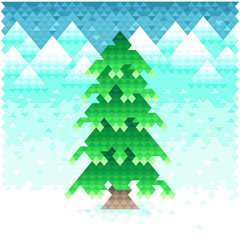 Polygon drawing. Spruce and snow.
