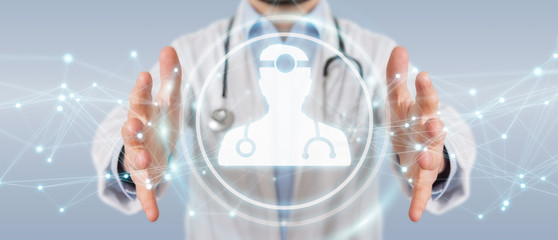 Doctor using digital medical futuristic interface 3D rendering