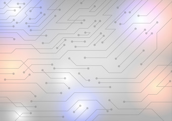 Technology illustration circuit line texture on white-gray background