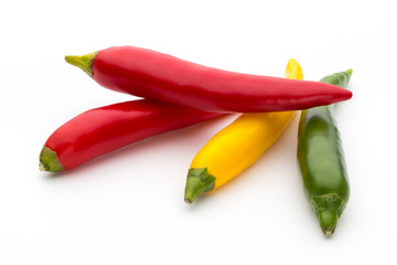 Red chilli pepper isolated on a white background.