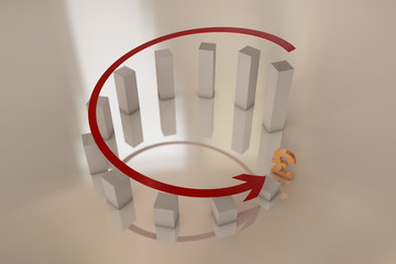 Financial financial failure, economic bankruptcy, downswing arrow