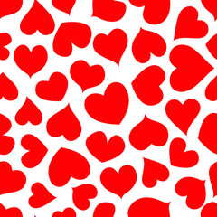 Fototapeta na wymiar Heart seamless pattern, endless texture. Red hearts on white background, vector illustration. Valentine's Day Pattern. Anniversary, Birthday. Love. Sweet Moment, wedding.