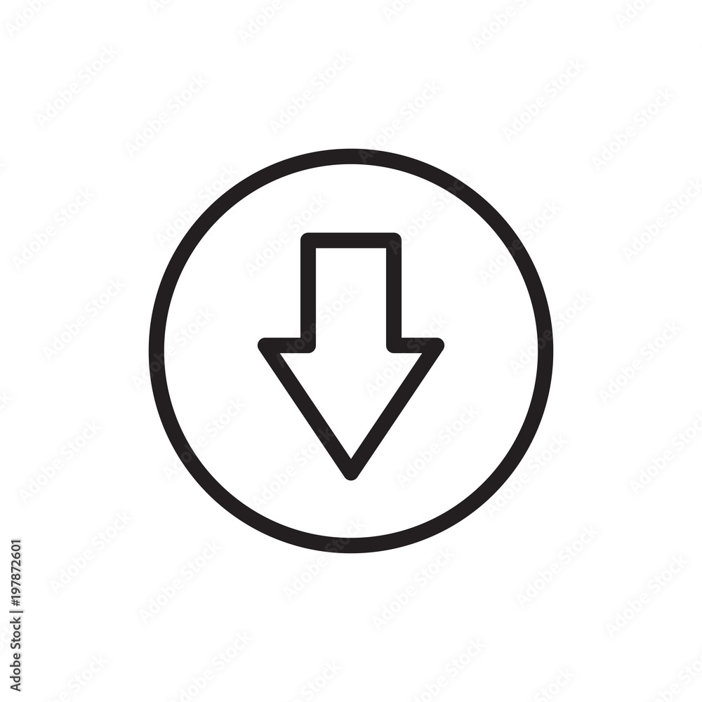 Poster circular arrow down outlined vector icon. modern simple isolated sign. pixel perfect vector illustra