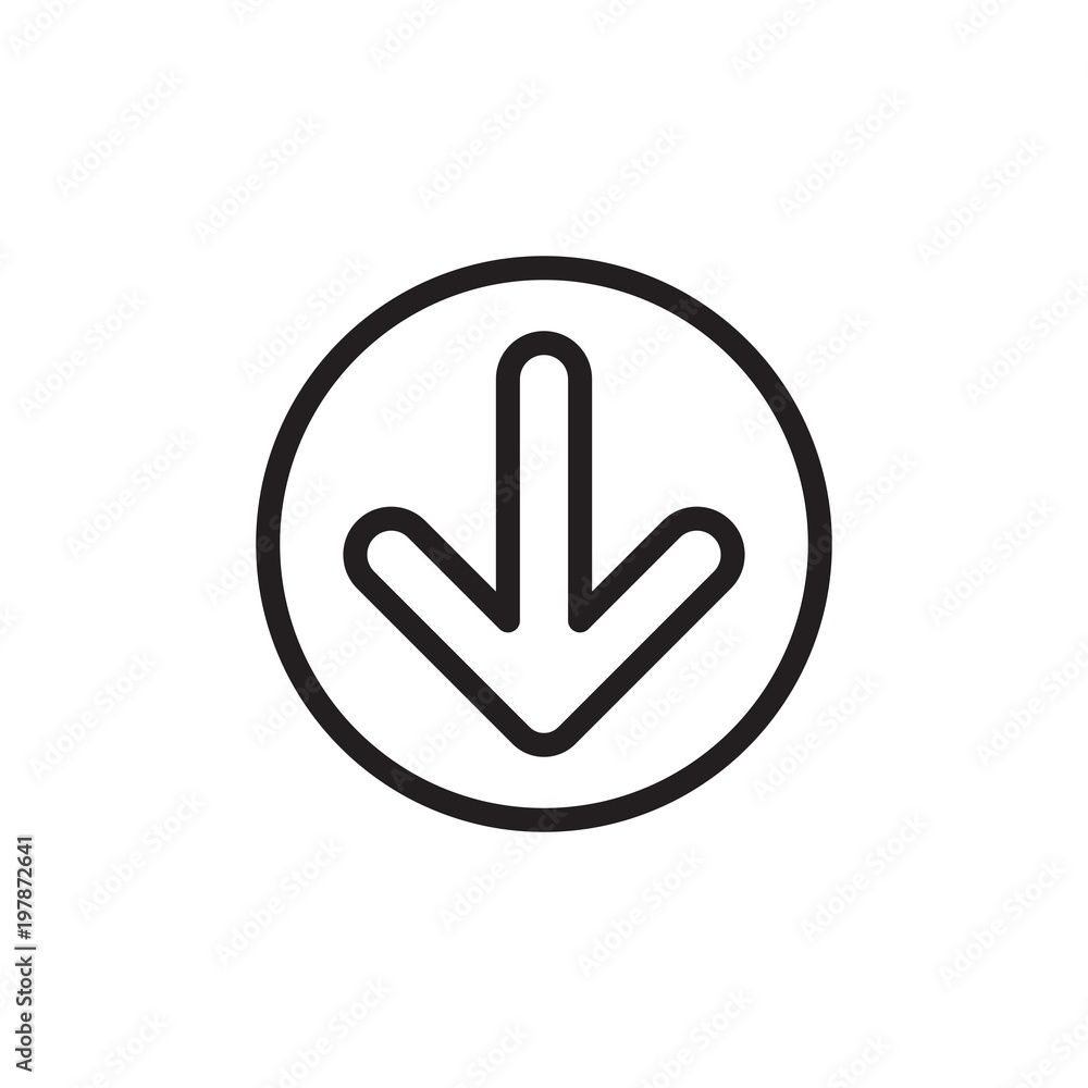 Poster circular arrow down outlined vector icon. modern simple isolated sign. pixel perfect vector illustra