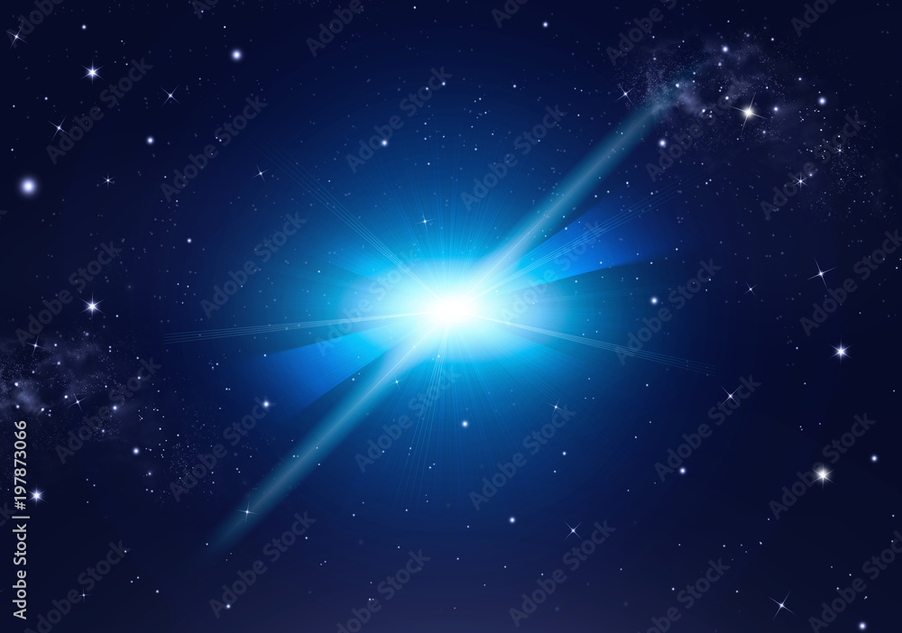 Wall mural beautiful space background with rays and stars