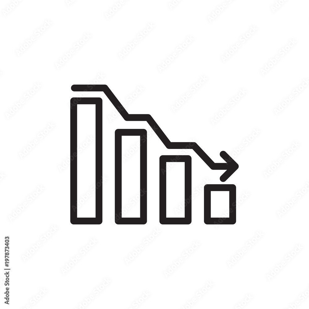 Poster decreasing diagram, decreasing bar chart outlined vector icon. modern simple isolated sign. pixel pe